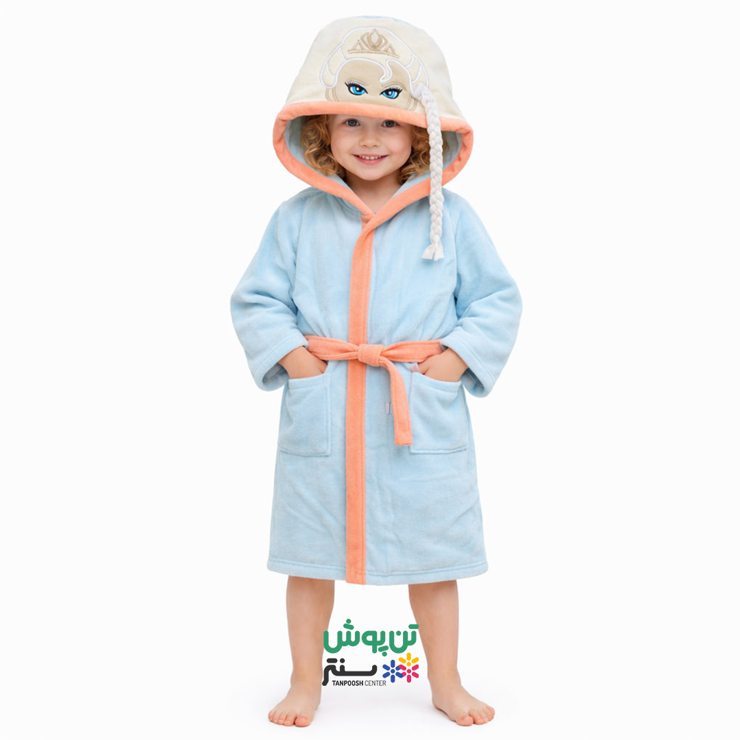 حوله پالتویی بچگانه طرح السا – آبی صورتی