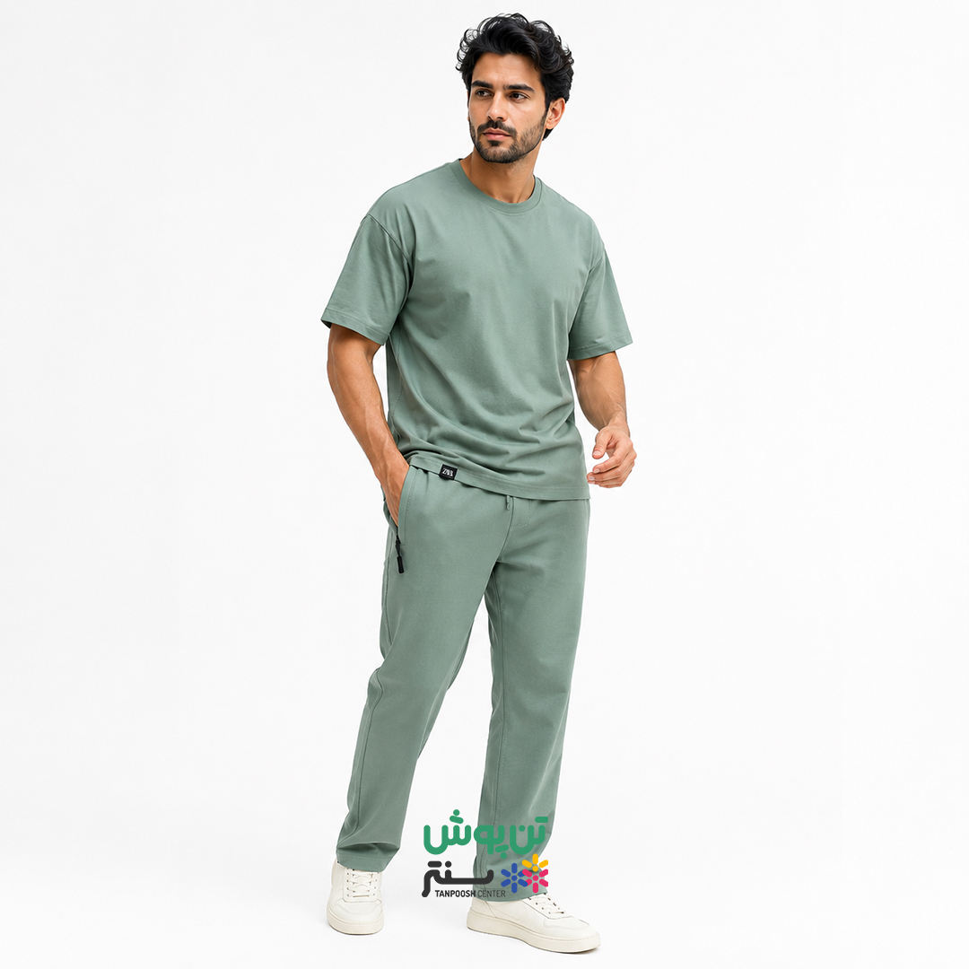 ست تی شرت و شلوار بگ مردانه زارا ZARA - سبز