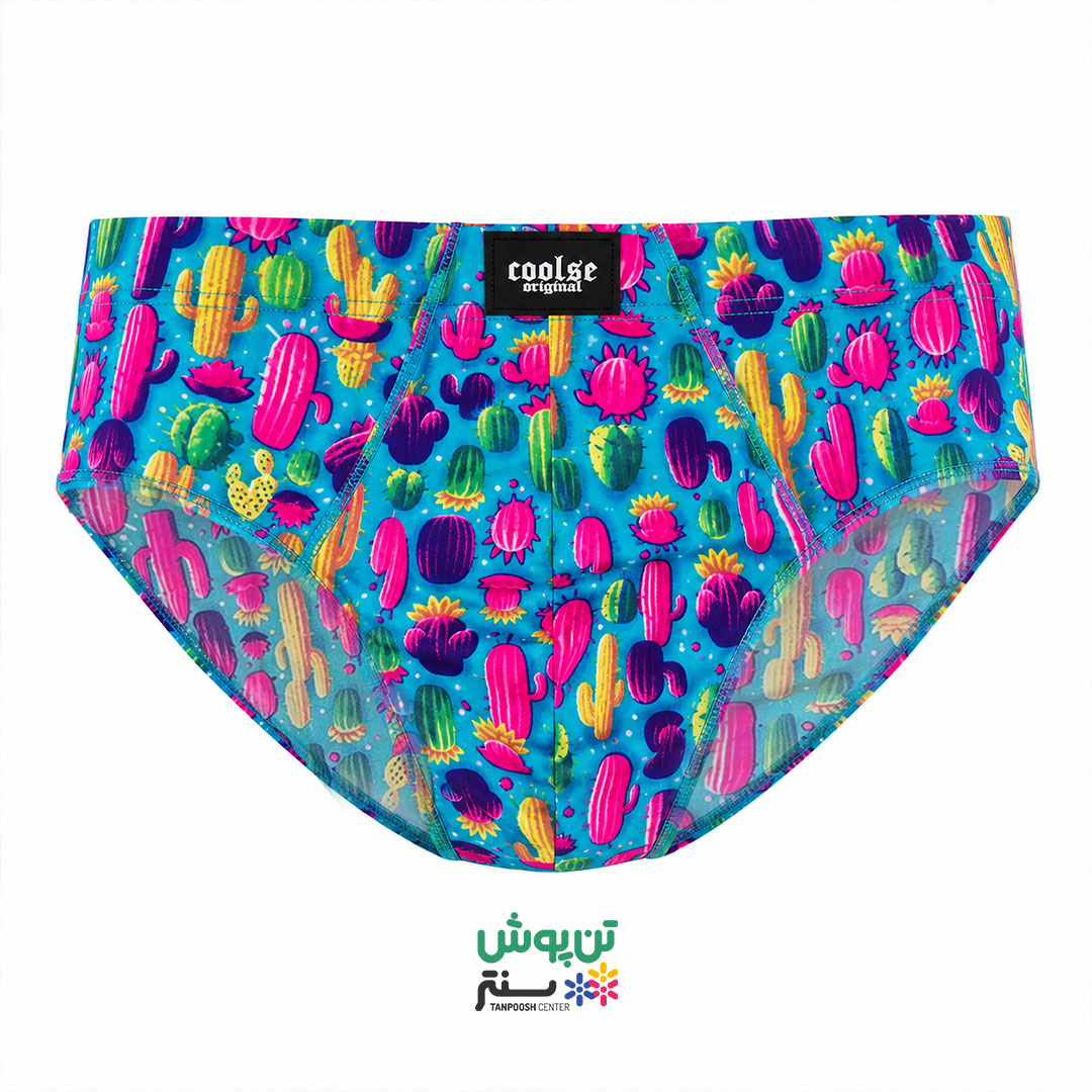 شورت اسلیپ مردانه طرح کاکتوس رنگی کولسی COOLSE - فیروزه ای