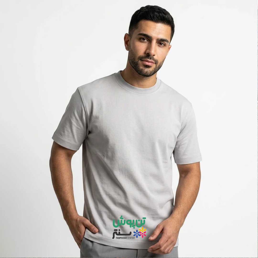 تی شرت آستین کوتاه یقه گرد مردانه منتن MANTEN - طوسی