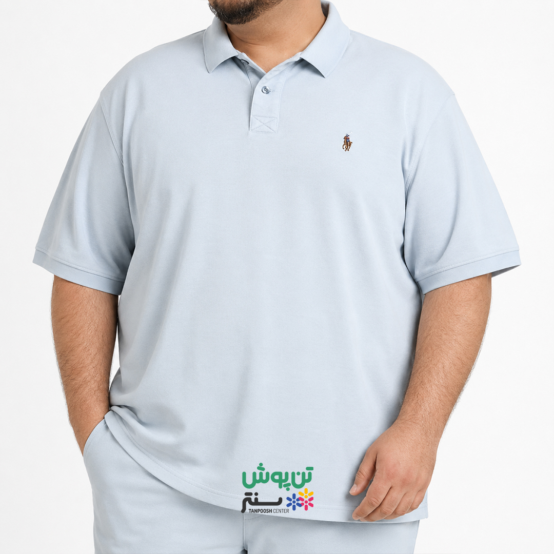 پولوشرت آستین کوتاه یقه دار مردانه سایز بزرگ جودون POLO - آبی