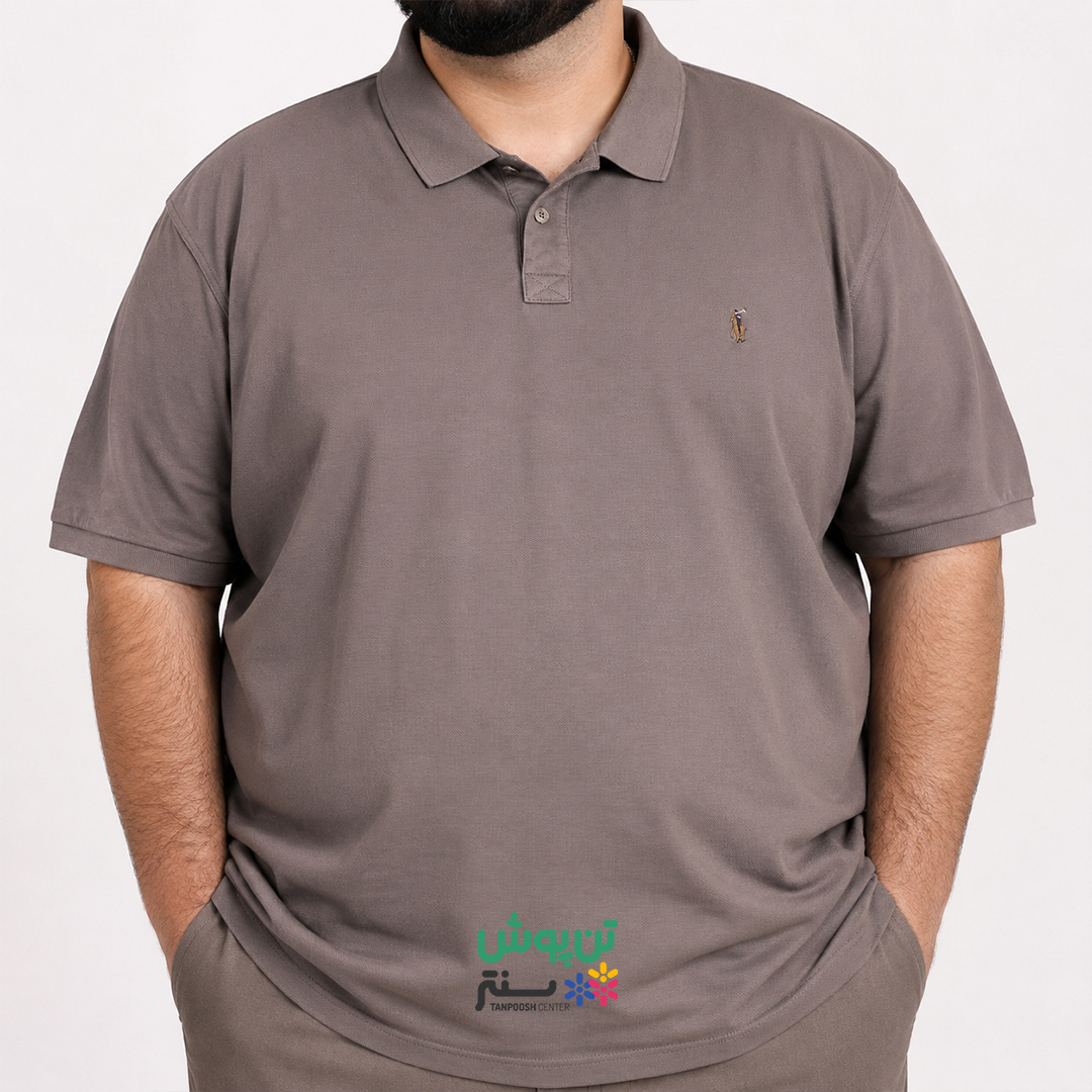 پولوشرت آستین کوتاه یقه دار مردانه سایز بزرگ جودون POLO - خاکستری