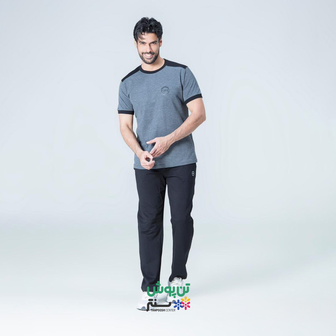 ست تی شرت و شلوار مردانه TPC - طوسی مشکی