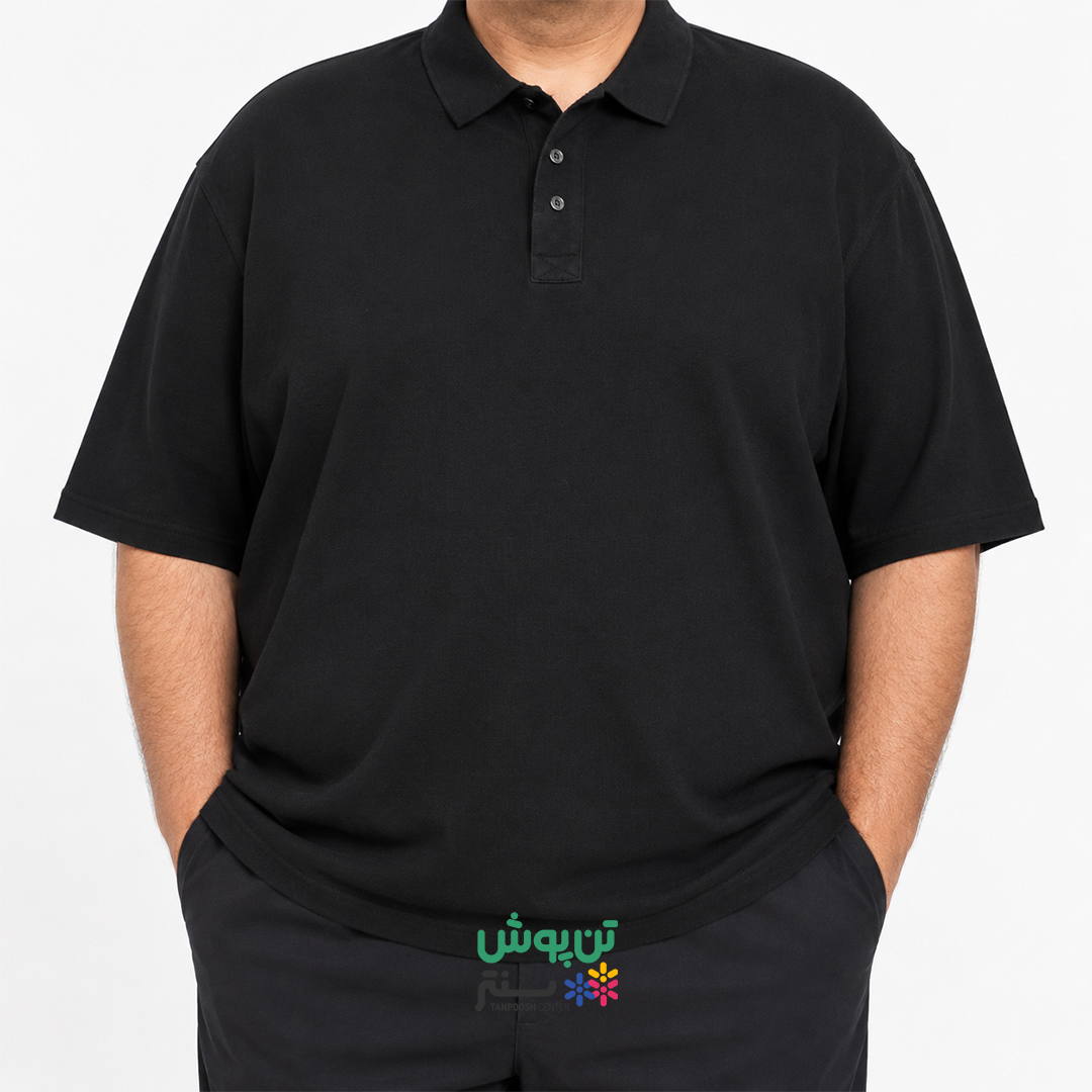 پولوشرت آستین کوتاه یقه دار مردانه سایز بزرگ جودون POLO - مشکی