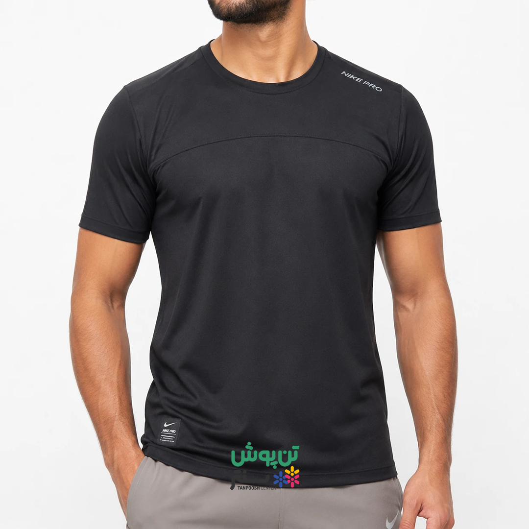 تی‌ شرت ورزشی آستین کوتاه یقه‌ گرد مردانه نایک NIKE – مشکی