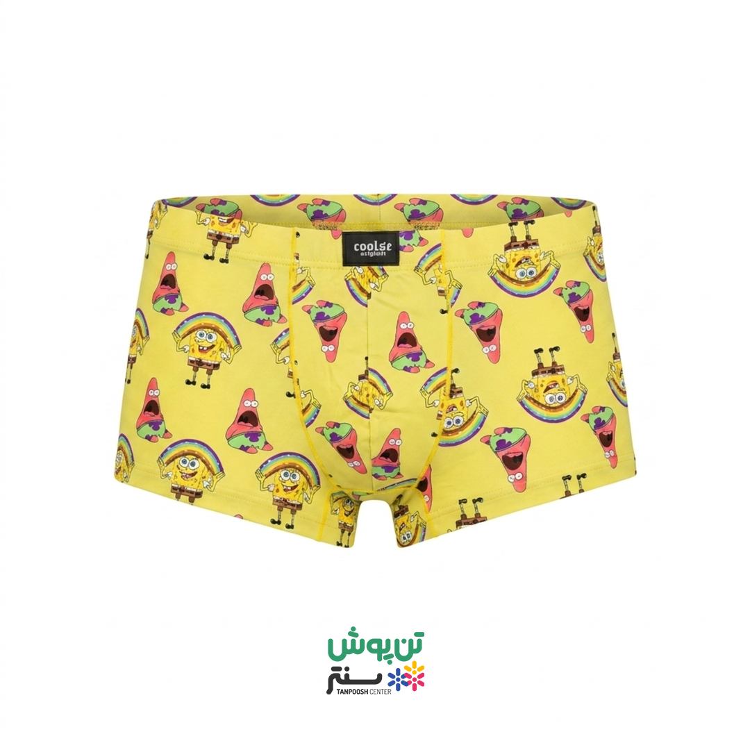 شورت مردانه طرح باب اسفنجی کولسی COOLSE - زرد