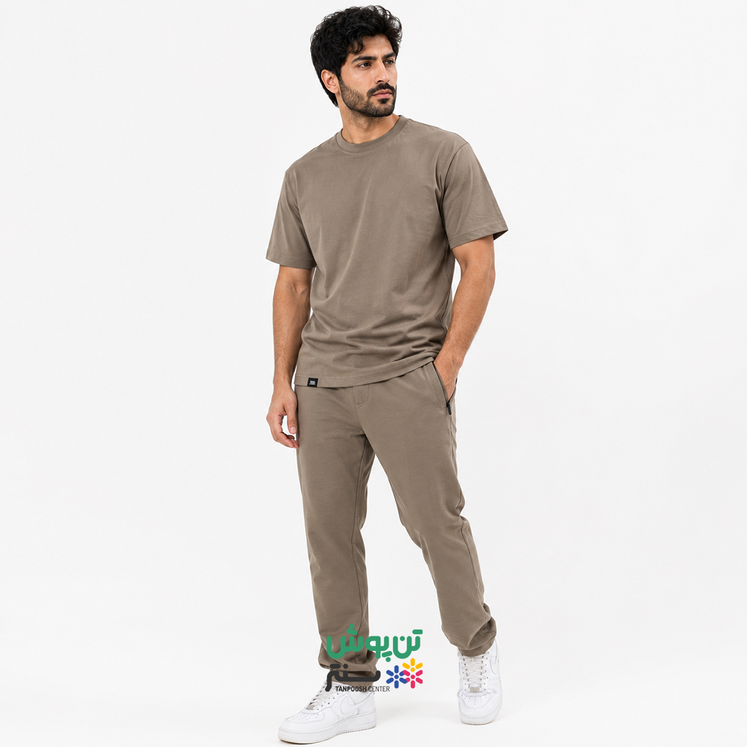 ست تی شرت و شلوار بگ مردانه زارا ZARA - خاکستری