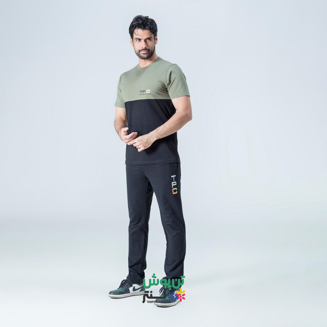 ست تی شرت و شلوار مردانه TPC - سبز مشکی