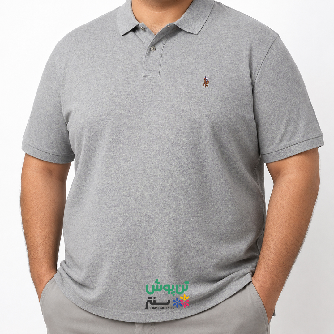 پولوشرت آستین کوتاه یقه دار مردانه سایز بزرگ جودون POLO - طوسی